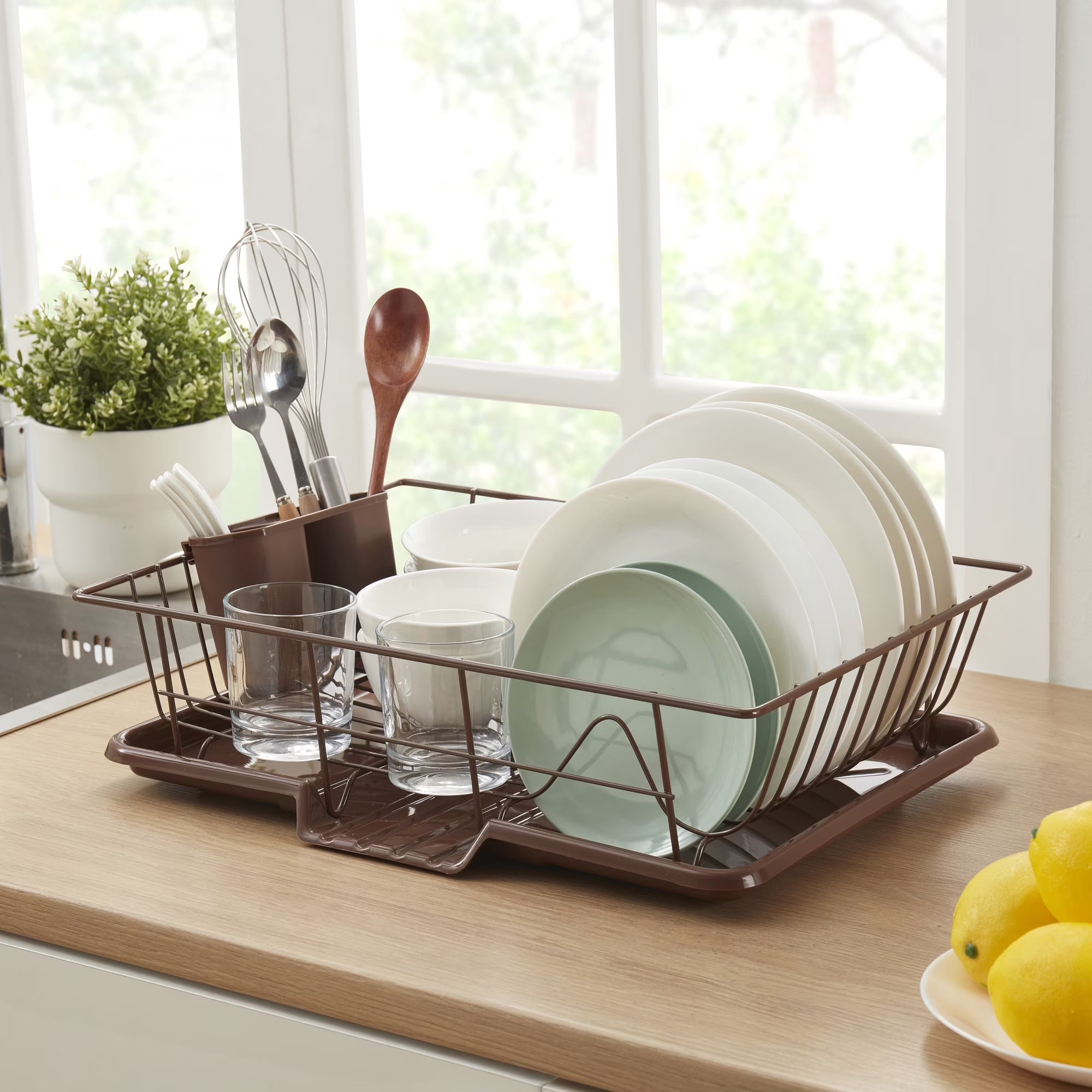 Sweet Home Collection 3-Piece Kitchen Sink Dish Drainer Set- Burgundy