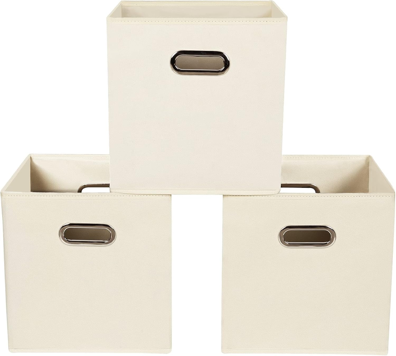 Yunkeeeper Storage Bins Cubes, Fabric Cube Organizer with Handle, Foldable Cube Bins for Cloth or Accessary Storage, 11X11X11, Set of 6, (Black)