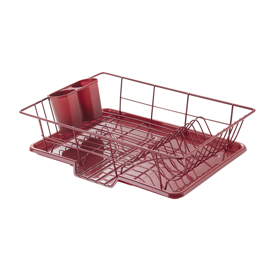 Sweet Home Collection 3-Piece Kitchen Sink Dish Drainer Set- Burgundy