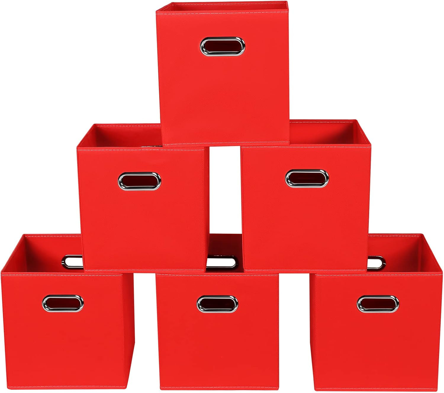 Yunkeeeper Storage Bins Cubes, Fabric Cube Organizer with Handle, Foldable Cube Bins for Cloth or Accessary Storage, 11X11X11, Set of 6, (Black)