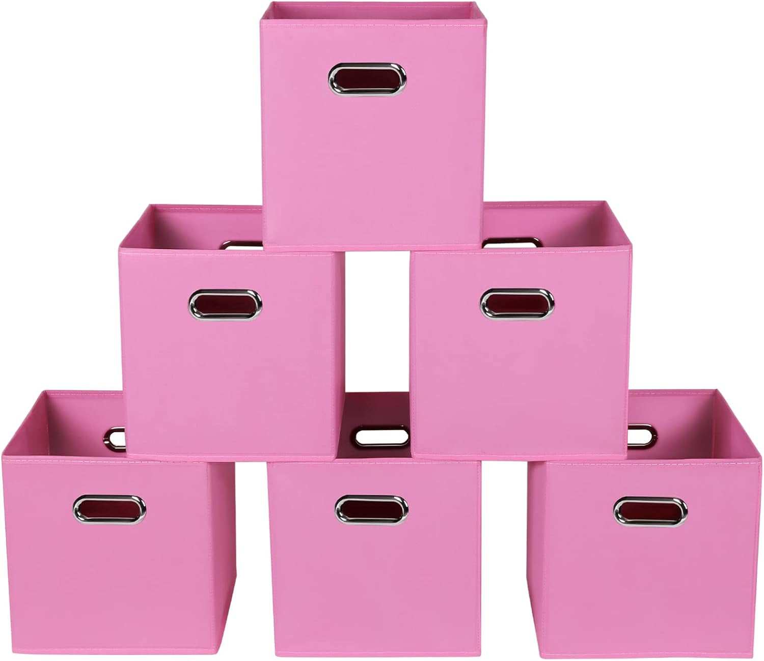 Yunkeeeper Storage Bins Cubes, Fabric Cube Organizer with Handle, Foldable Cube Bins for Cloth or Accessary Storage, 11X11X11, Set of 6, (Black)