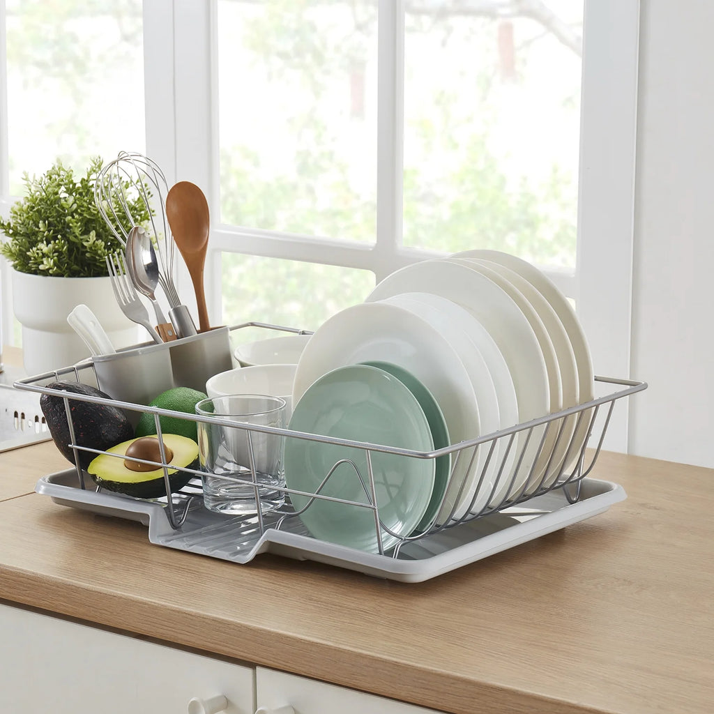 Sweet Home Collection 3-Piece Kitchen Sink Dish Drainer Set- Burgundy