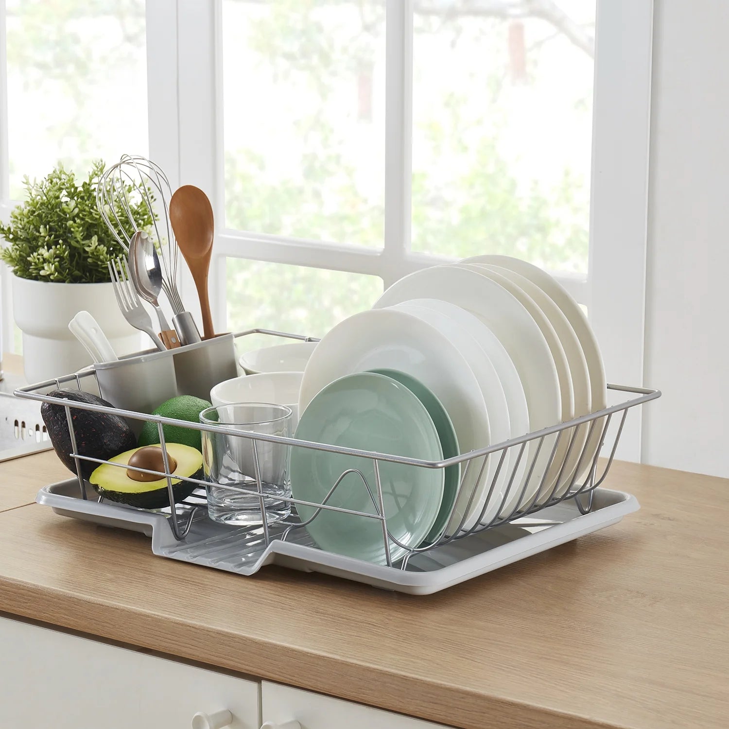 Sweet Home Collection 3-Piece Kitchen Sink Dish Drainer Set- Burgundy