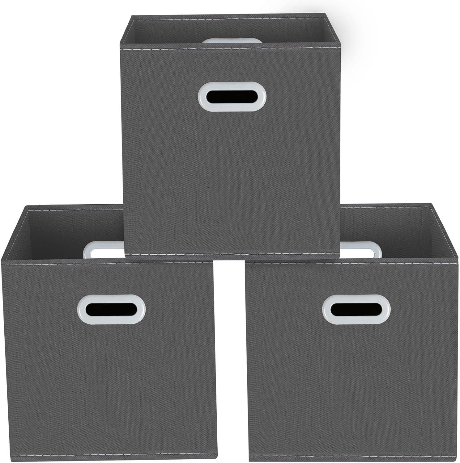 Yunkeeeper Storage Bins Cubes, Fabric Cube Organizer with Handle, Foldable Cube Bins for Cloth or Accessary Storage, 11X11X11, Set of 6, (Black)