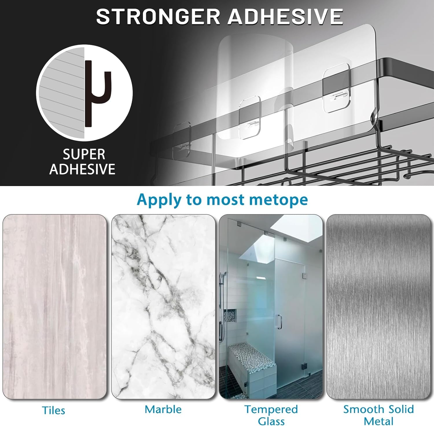 Moforoco Shower Caddy Shelf Organizer Rack, Self Adhesive Black Bathroom Shelves Basket, Home Farmhouse Wall inside Organization and Storage Decor Rv Accessories, First Camper Apartment Essentials