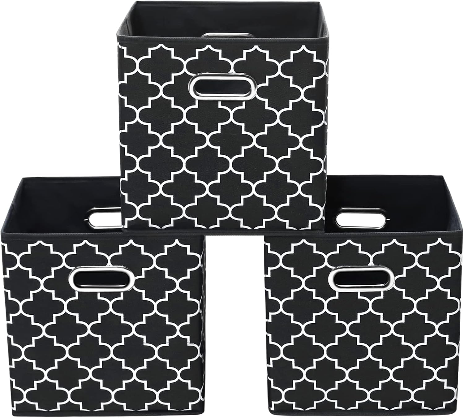 Yunkeeeper Storage Bins Cubes, Fabric Cube Organizer with Handle, Foldable Cube Bins for Cloth or Accessary Storage, 11X11X11, Set of 6, (Black)