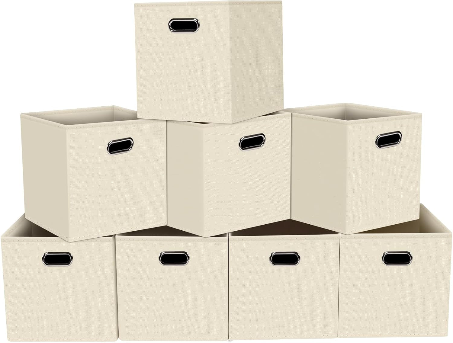 Yunkeeeper Storage Bins Cubes, Fabric Cube Organizer with Handle, Foldable Cube Bins for Cloth or Accessary Storage, 11X11X11, Set of 6, (Black)