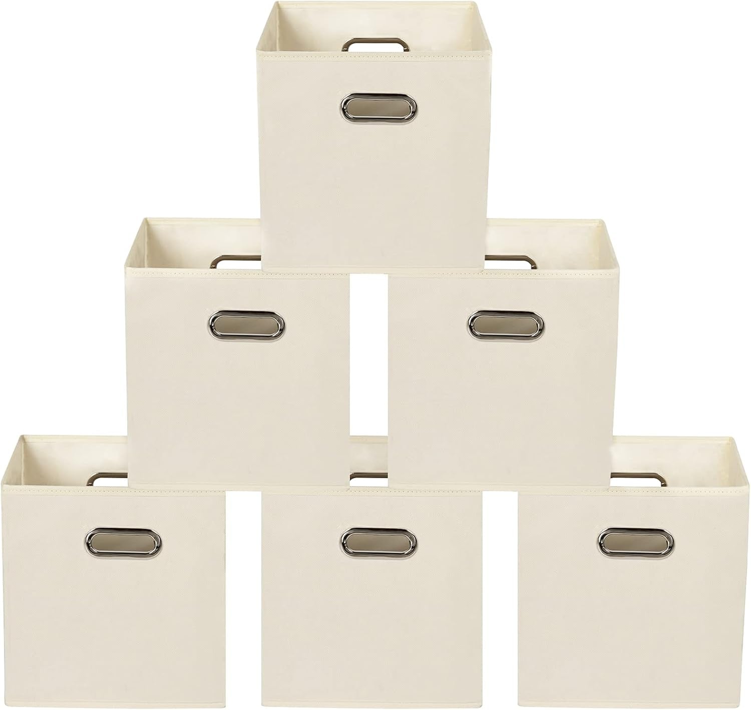 Yunkeeeper Storage Bins Cubes, Fabric Cube Organizer with Handle, Foldable Cube Bins for Cloth or Accessary Storage, 11X11X11, Set of 6, (Black)