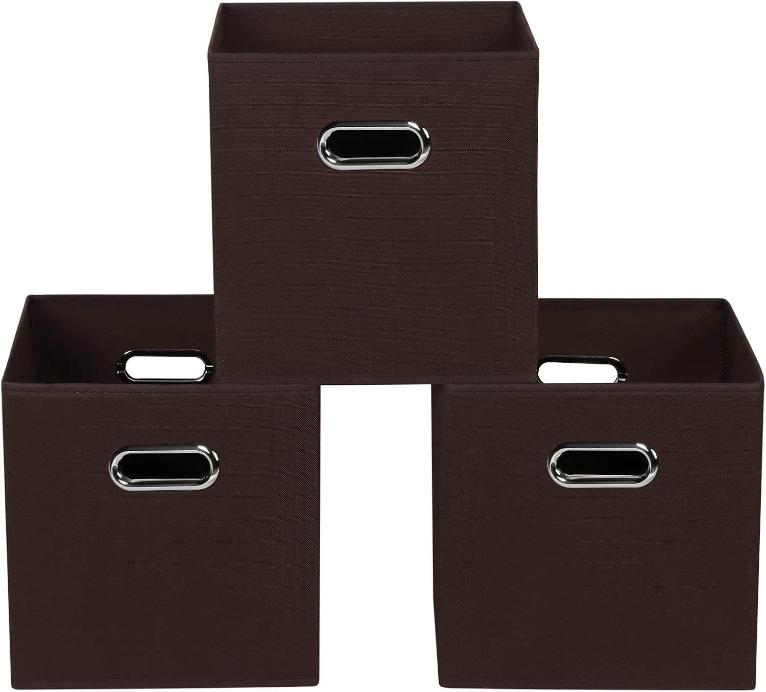 Yunkeeeper Storage Bins Cubes, Fabric Cube Organizer with Handle, Foldable Cube Bins for Cloth or Accessary Storage, 11X11X11, Set of 6, (Black)