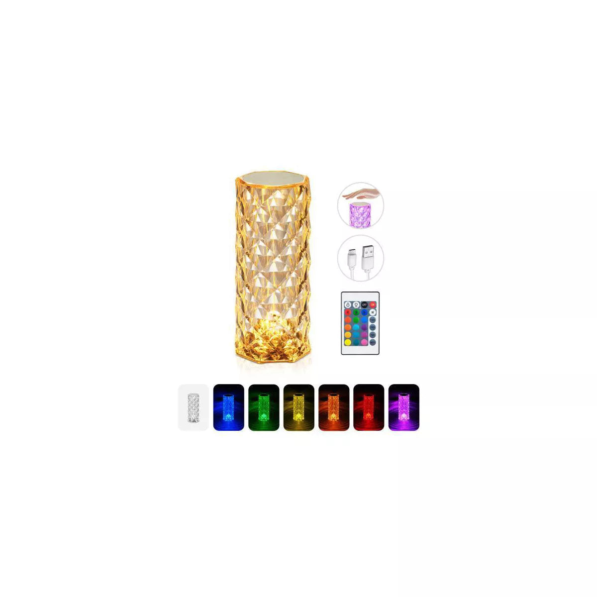 Globe Electric Crystal Lamp: Touch Sensor, LED Bulb, Multicolored, Battery Powered, Novelty Table Light, 8.5" Height