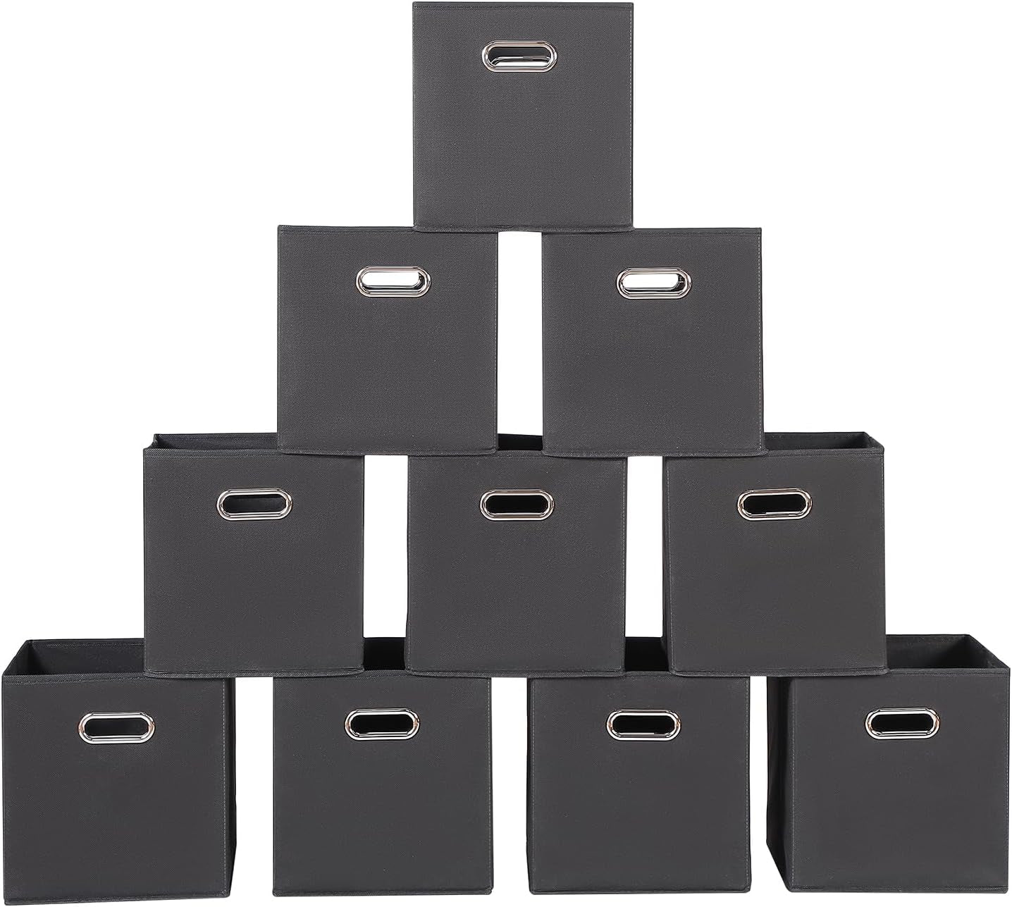 Yunkeeeper Storage Bins Cubes, Fabric Cube Organizer with Handle, Foldable Cube Bins for Cloth or Accessary Storage, 11X11X11, Set of 6, (Black)