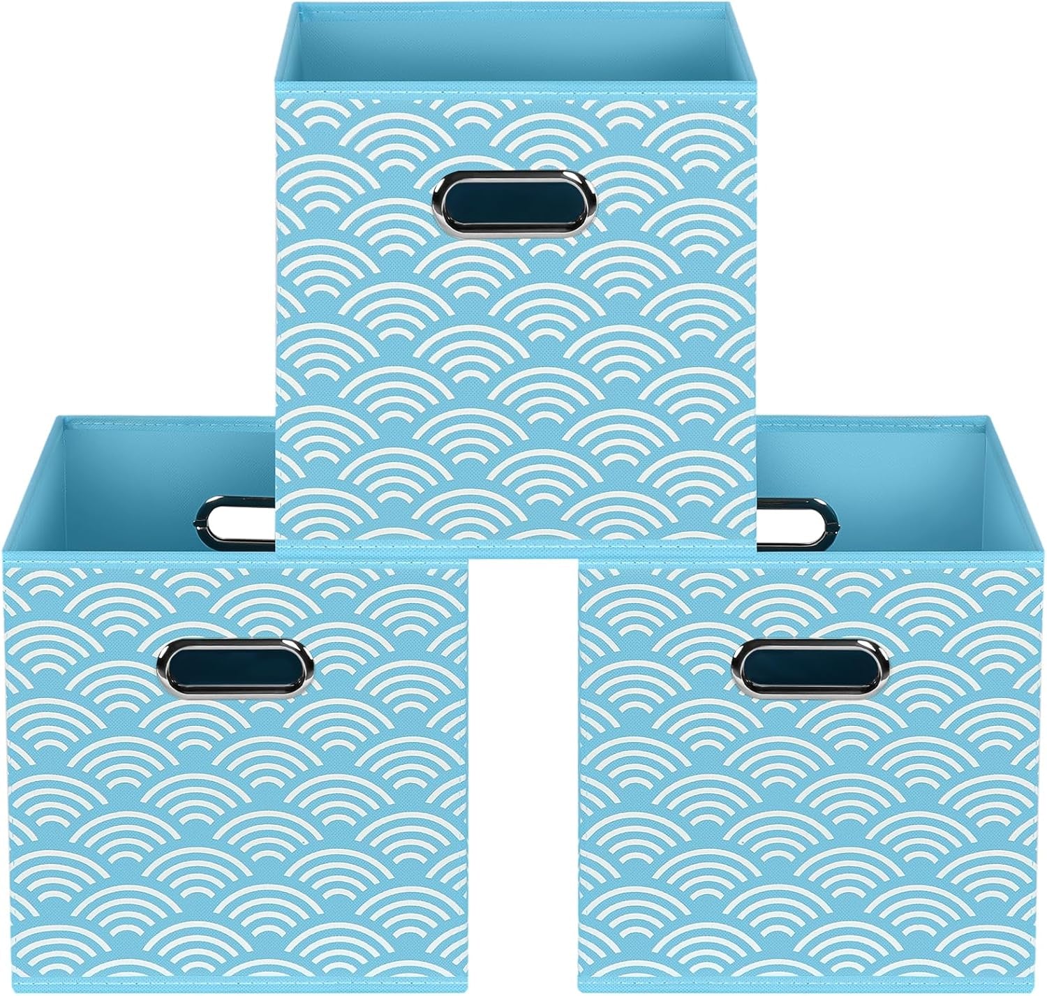 Yunkeeeper Storage Bins Cubes, Fabric Cube Organizer with Handle, Foldable Cube Bins for Cloth or Accessary Storage, 11X11X11, Set of 6, (Black)