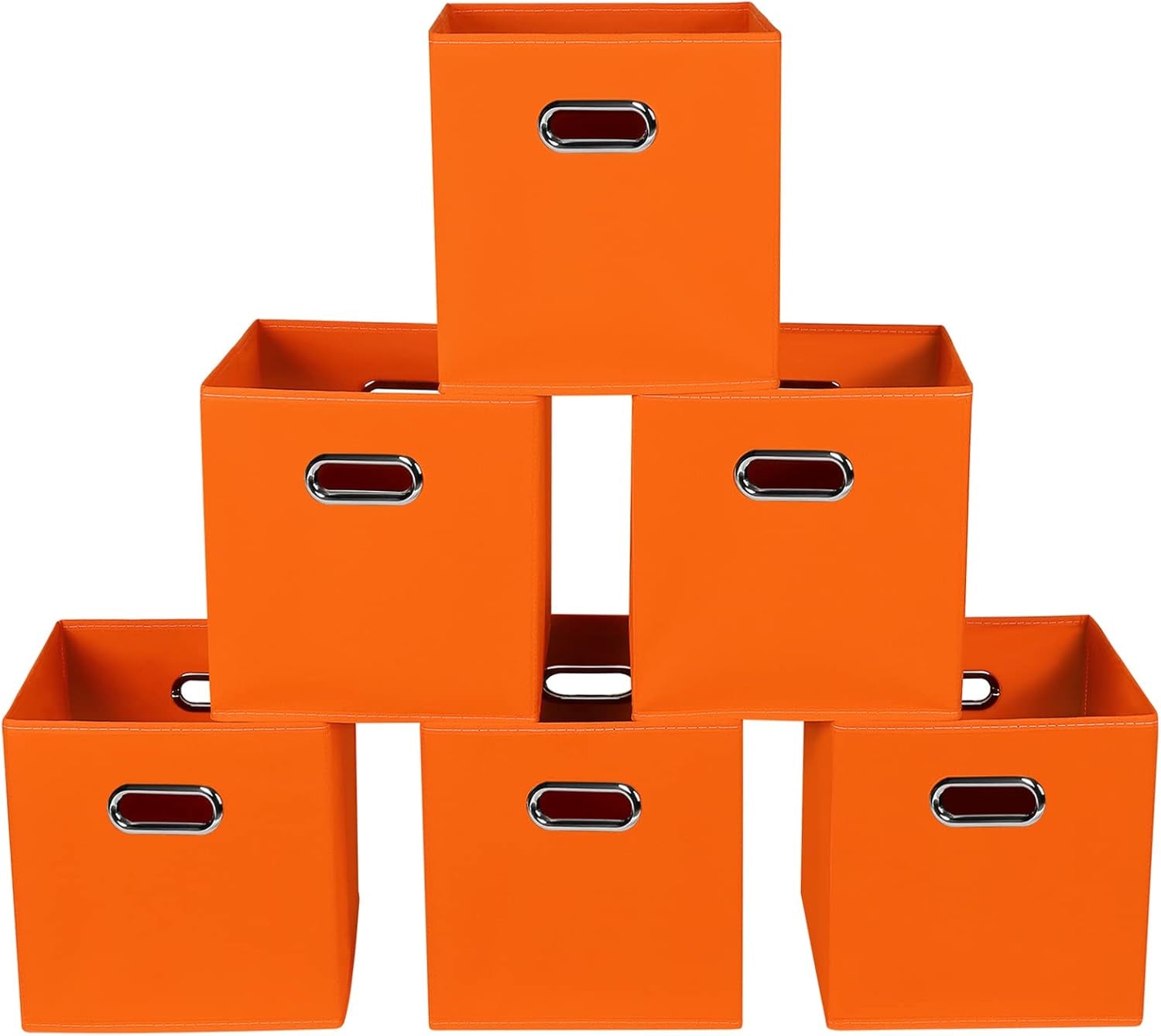 Yunkeeeper Storage Bins Cubes, Fabric Cube Organizer with Handle, Foldable Cube Bins for Cloth or Accessary Storage, 11X11X11, Set of 6, (Black)