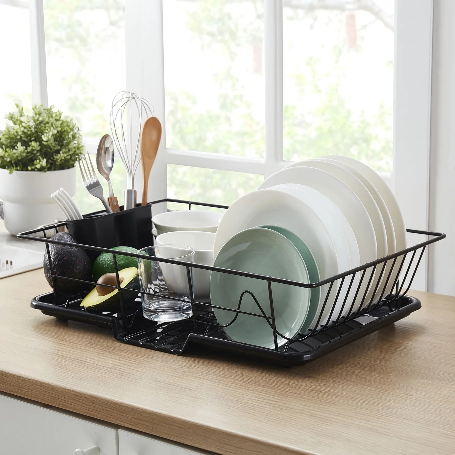 Sweet Home Collection 3-Piece Kitchen Sink Dish Drainer Set- Burgundy