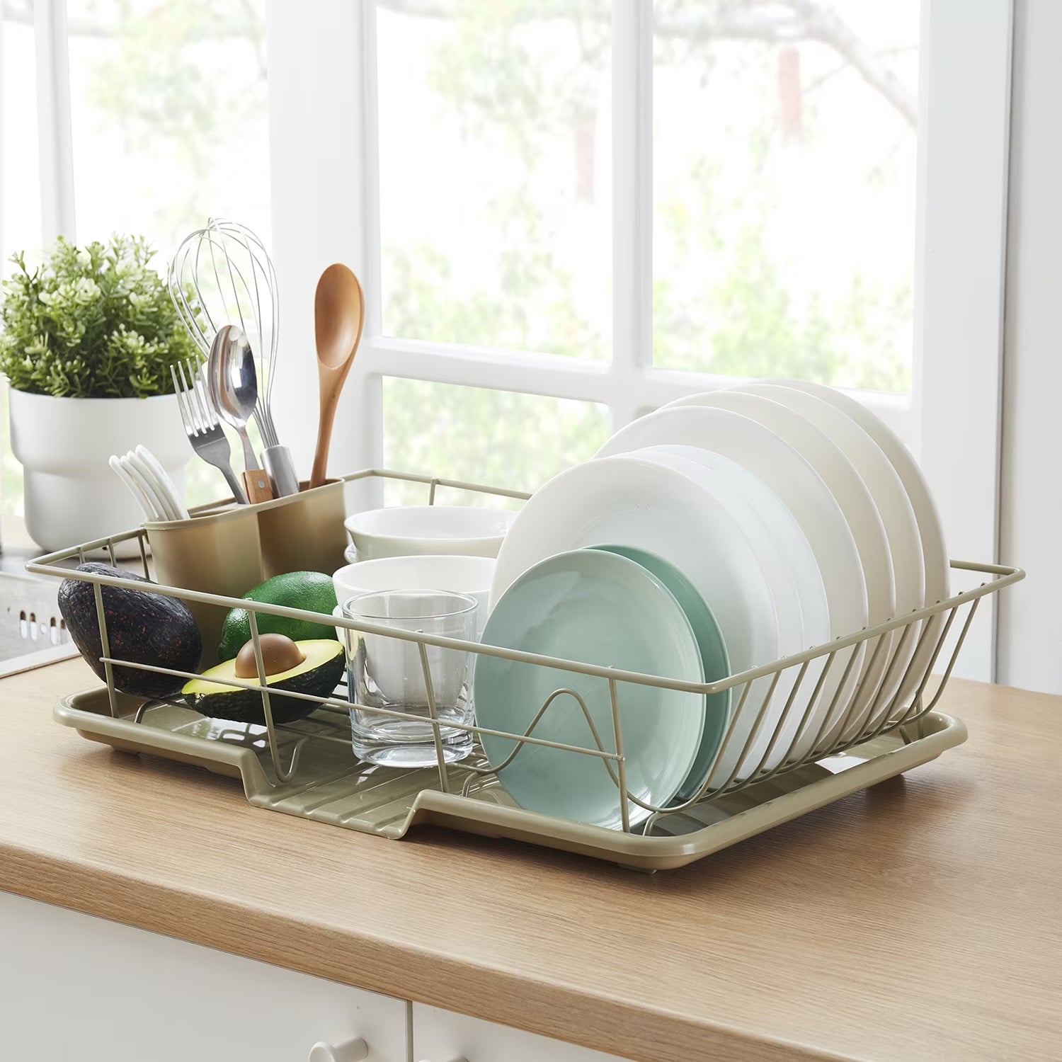 Sweet Home Collection 3-Piece Kitchen Sink Dish Drainer Set- Burgundy