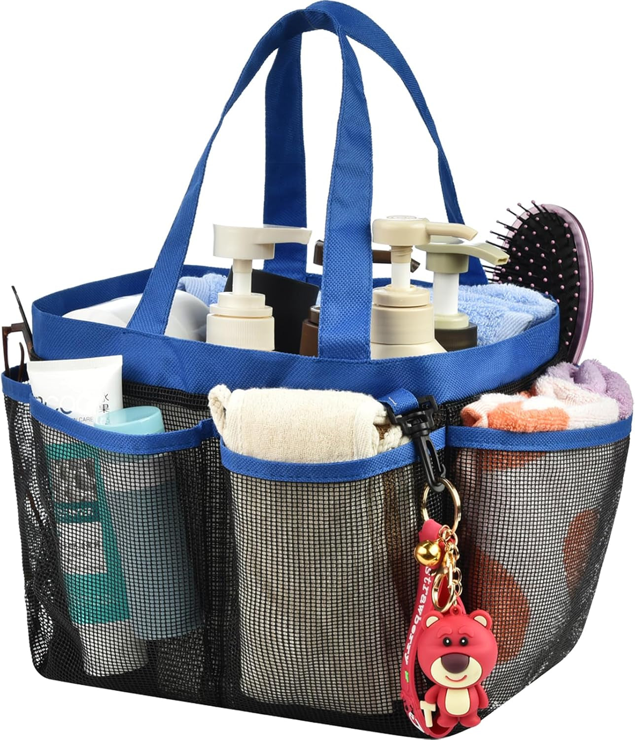 Haundry Mesh Shower Caddy Bag, Portable Shower Caddy Tote Organizer with 8 Pockets for College Dorm Room Essentials, Beach, Swimming, Gym