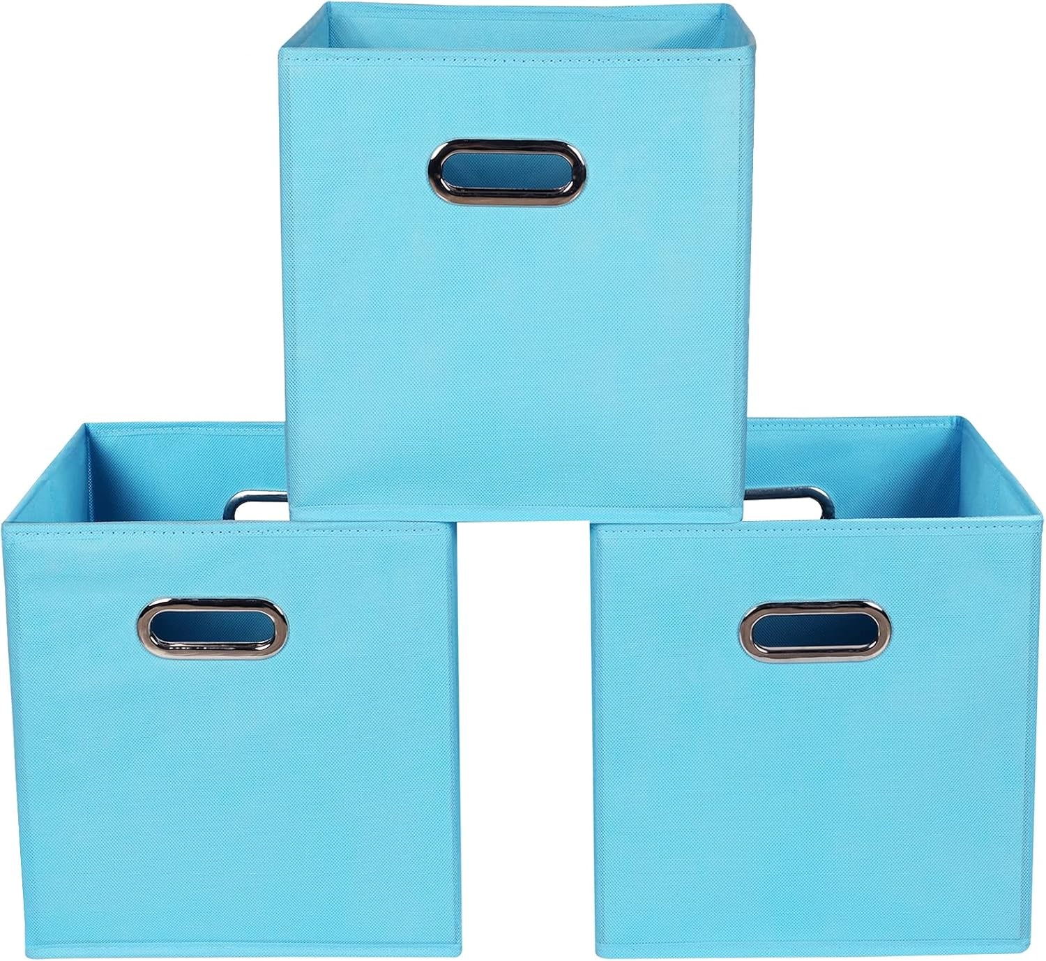 Yunkeeeper Storage Bins Cubes, Fabric Cube Organizer with Handle, Foldable Cube Bins for Cloth or Accessary Storage, 11X11X11, Set of 6, (Black)