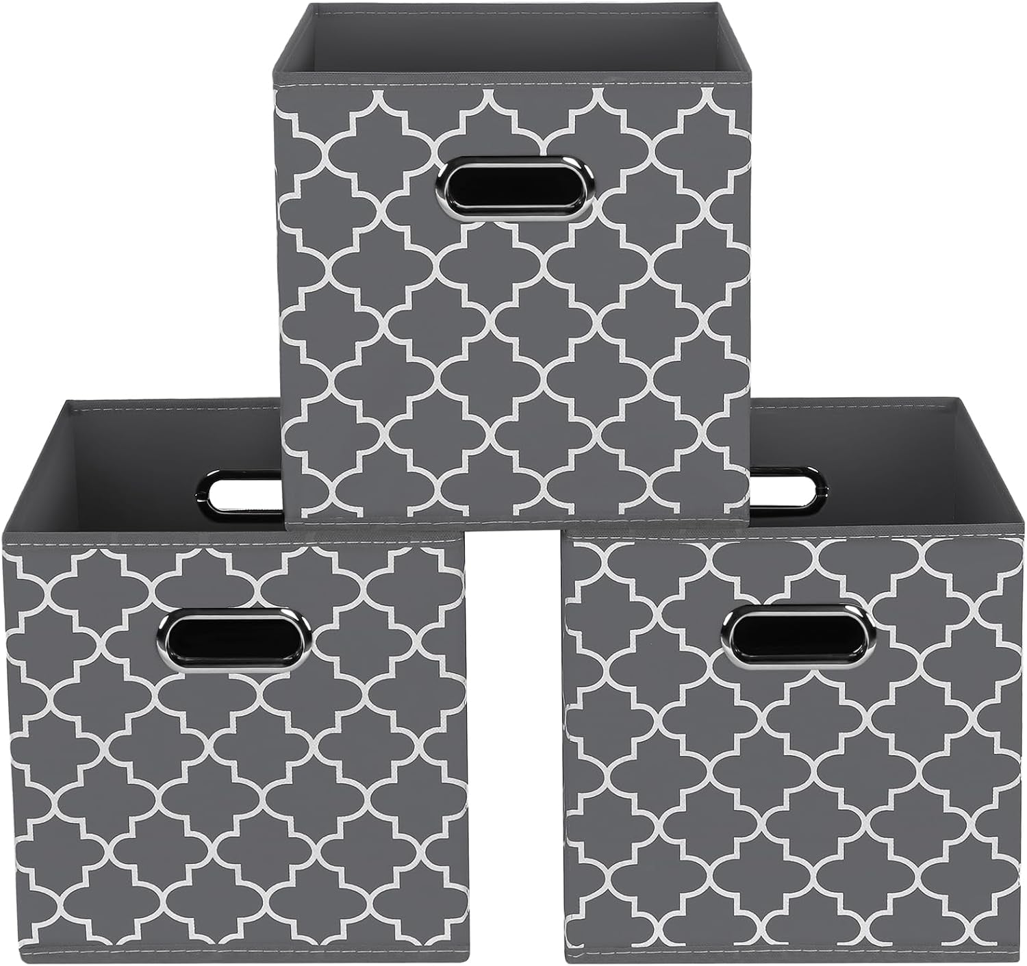 Yunkeeeper Storage Bins Cubes, Fabric Cube Organizer with Handle, Foldable Cube Bins for Cloth or Accessary Storage, 11X11X11, Set of 6, (Black)