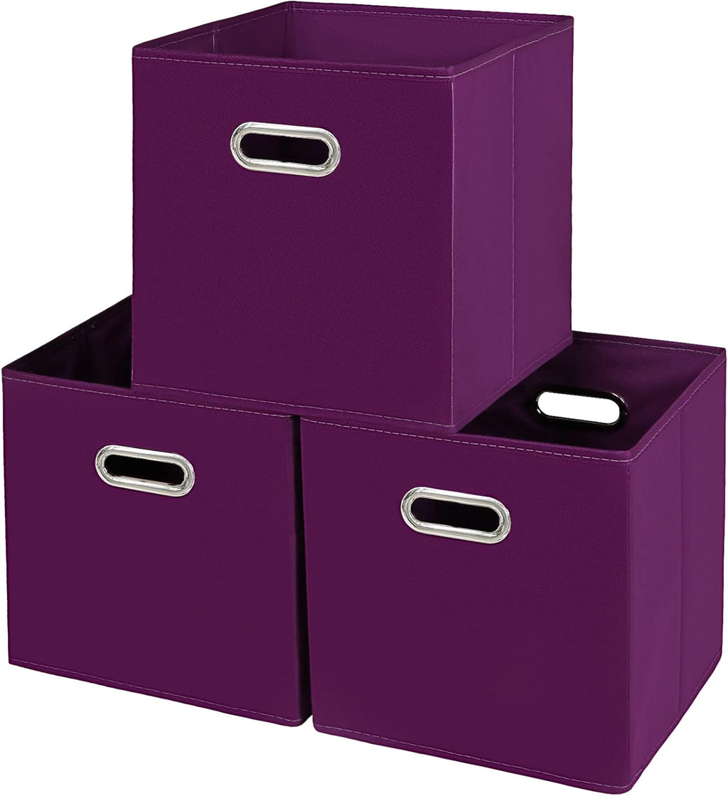 Yunkeeeper Storage Bins Cubes, Fabric Cube Organizer with Handle, Foldable Cube Bins for Cloth or Accessary Storage, 11X11X11, Set of 6, (Black)