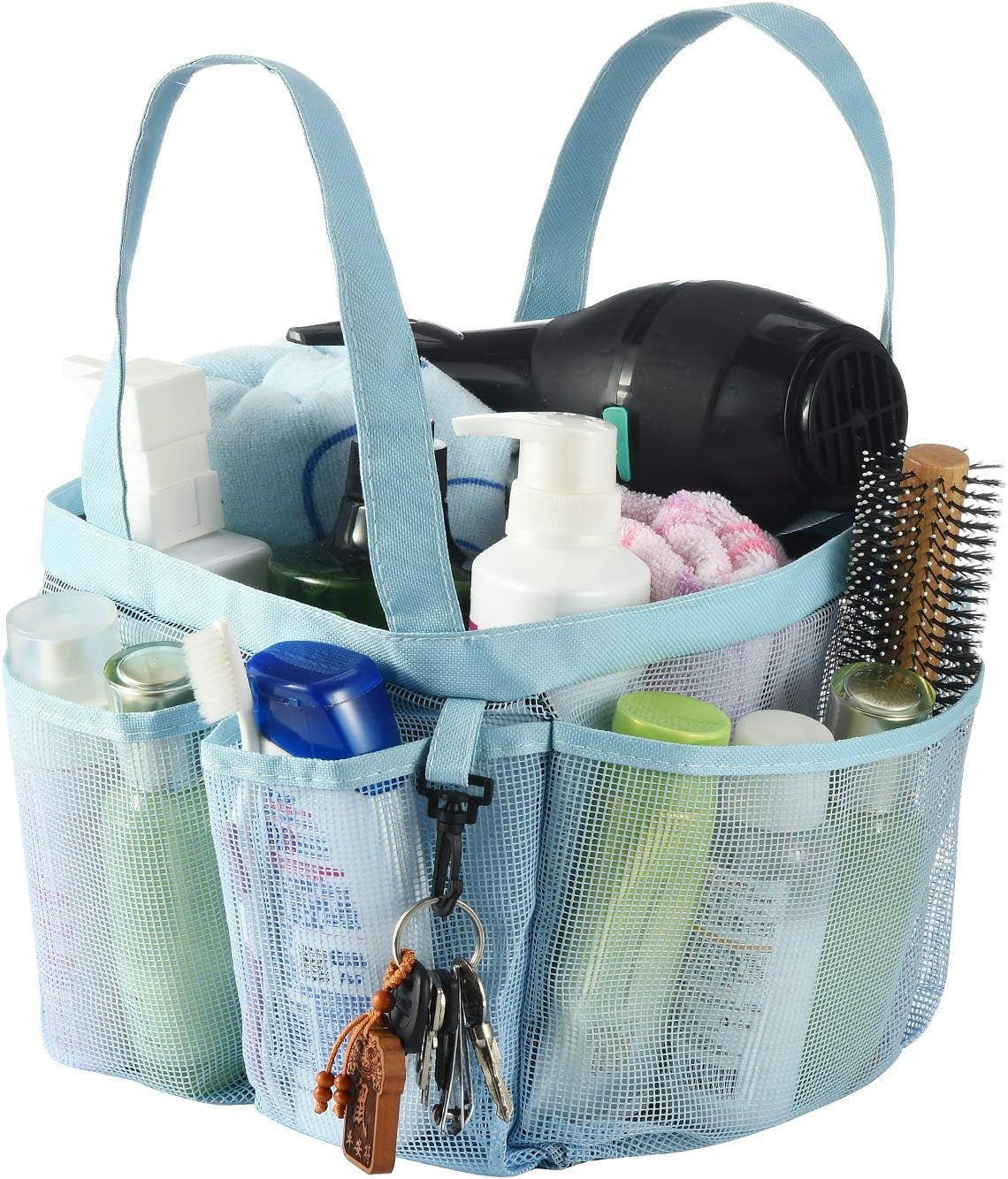 Haundry Mesh Shower Caddy Bag, Portable Shower Caddy Tote Organizer with 8 Pockets for College Dorm Room Essentials, Beach, Swimming, Gym