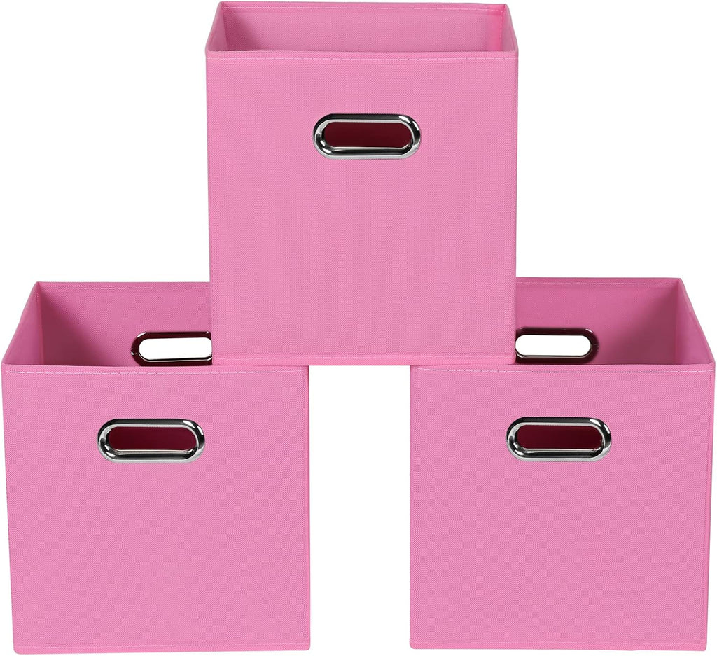 Yunkeeeper Storage Bins Cubes, Fabric Cube Organizer with Handle, Foldable Cube Bins for Cloth or Accessary Storage, 11X11X11, Set of 6, (Black)