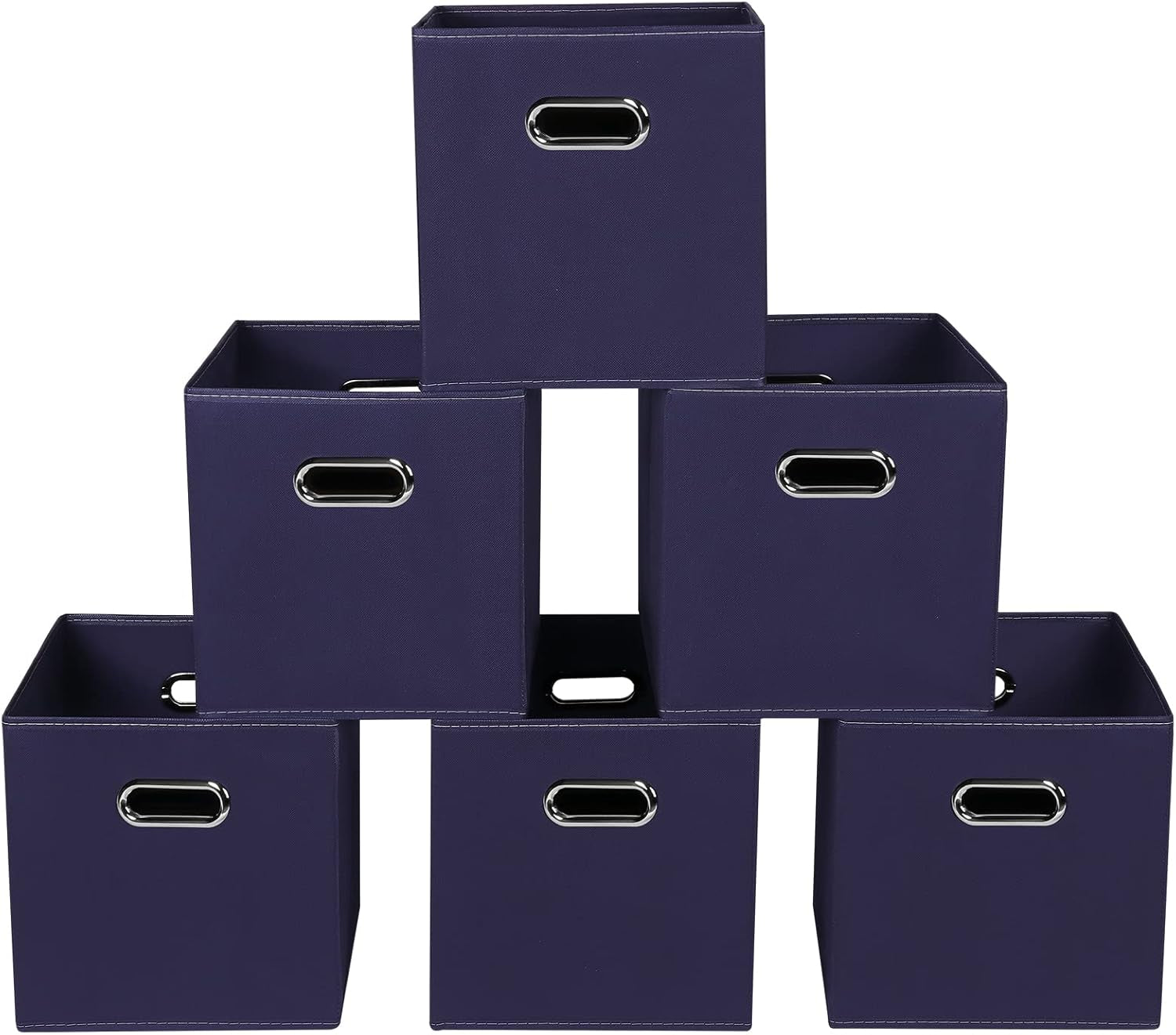 Yunkeeeper Storage Bins Cubes, Fabric Cube Organizer with Handle, Foldable Cube Bins for Cloth or Accessary Storage, 11X11X11, Set of 6, (Black)