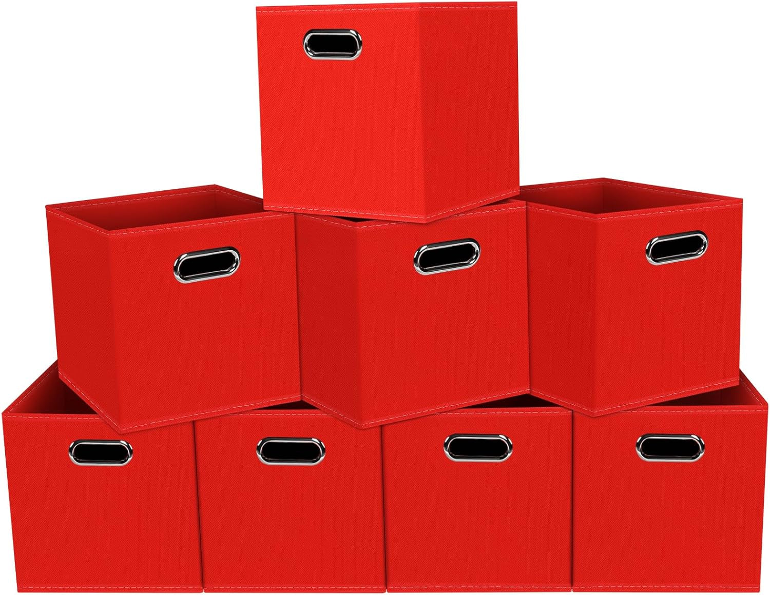 Yunkeeeper Storage Bins Cubes, Fabric Cube Organizer with Handle, Foldable Cube Bins for Cloth or Accessary Storage, 11X11X11, Set of 6, (Black)