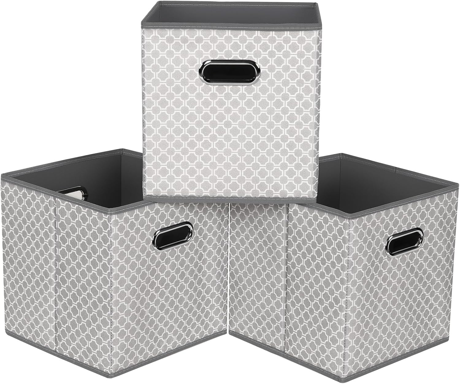 Yunkeeeper Storage Bins Cubes, Fabric Cube Organizer with Handle, Foldable Cube Bins for Cloth or Accessary Storage, 11X11X11, Set of 6, (Black)