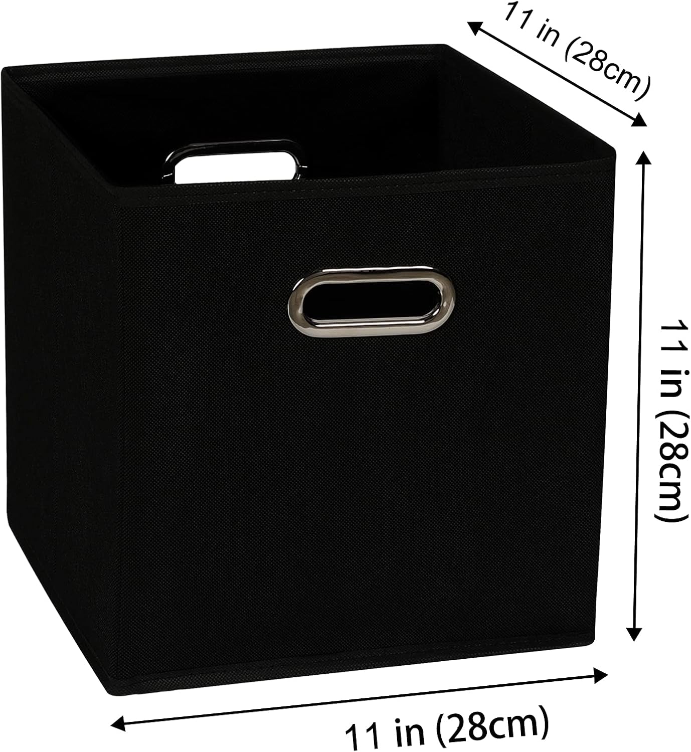 Yunkeeeper Storage Bins Cubes, Fabric Cube Organizer with Handle, Foldable Cube Bins for Cloth or Accessary Storage, 11X11X11, Set of 6, (Black)