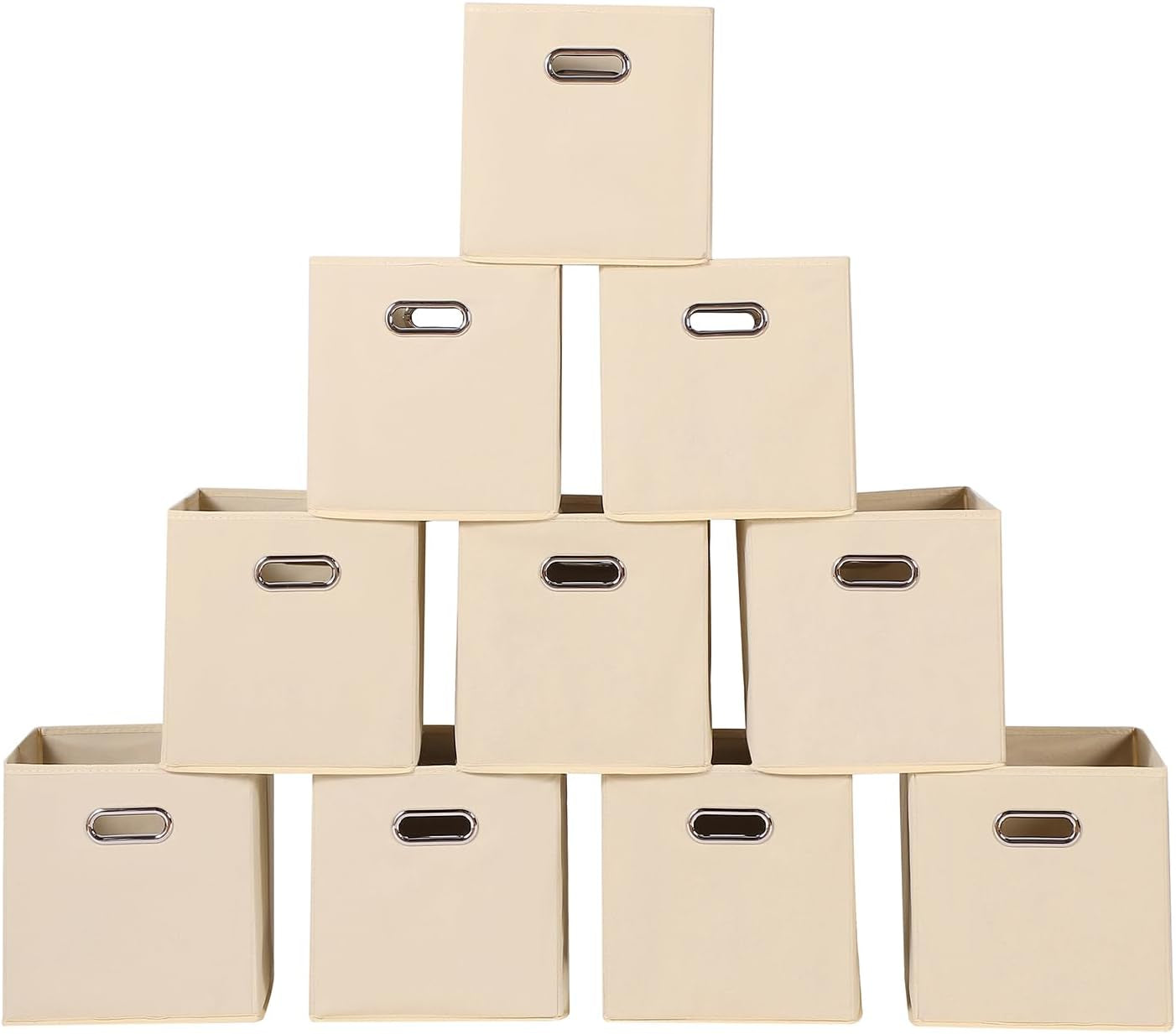 Yunkeeeper Storage Bins Cubes, Fabric Cube Organizer with Handle, Foldable Cube Bins for Cloth or Accessary Storage, 11X11X11, Set of 6, (Black)