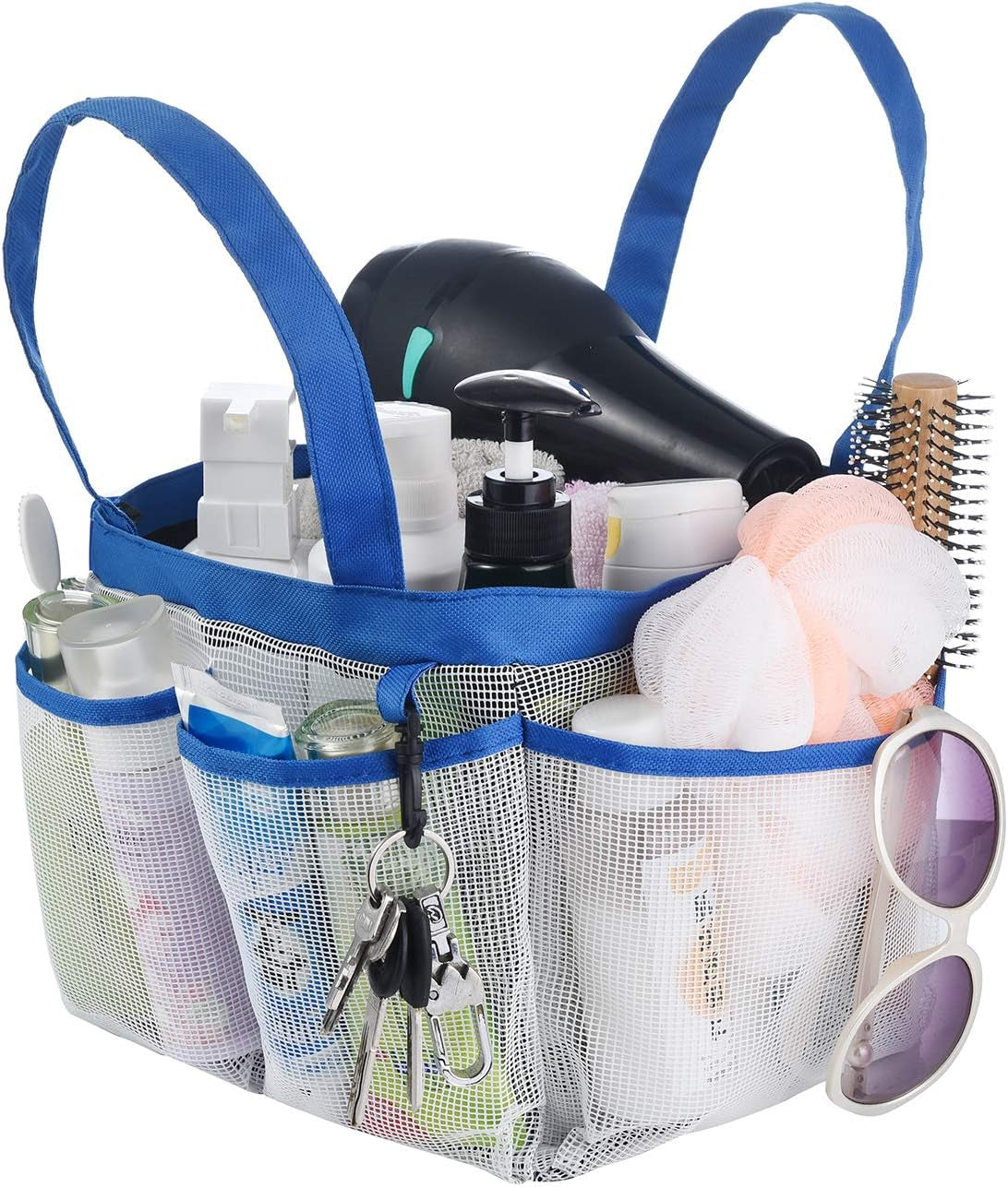 Haundry Mesh Shower Caddy Bag, Portable Shower Caddy Tote Organizer with 8 Pockets for College Dorm Room Essentials, Beach, Swimming, Gym